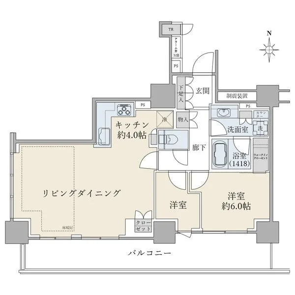 ブリリアタワー上野池之端 ２ＬＤＫ＋ＷＩＣ＋ＴＲ／７１．３４平米／南西角住戸