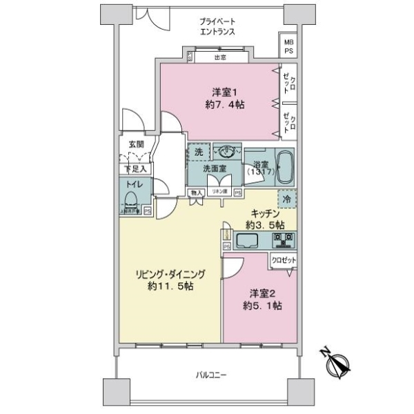 ライオンズマンションセントワーフ横濱 間取図