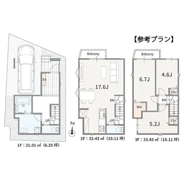 練馬区氷川台２丁目 【参考プラン】延床面積：90.89m2、建物参考価格：1740万円(税込)