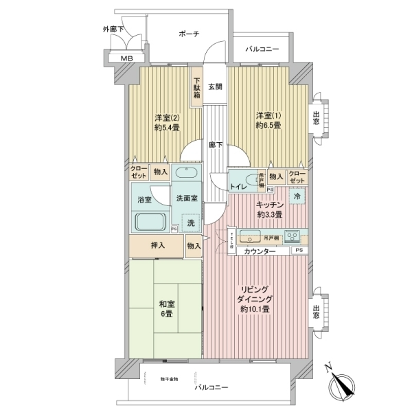 グリーンコーポ東希望ヶ丘 間取図