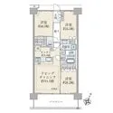 ブリリアシティ石神井公園アトラス３号棟 各居室５畳以上・収納あり。独立性があり、家族構成の変化に対応しやすい田の字型３ＬＤＫ