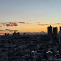 ブランシエラ浦和 眺望：夕焼けに染まる空と富士山を望む