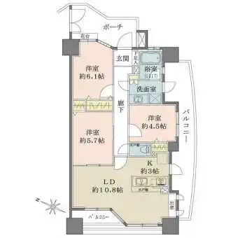 南西・南東角住戸のため陽当たり良好