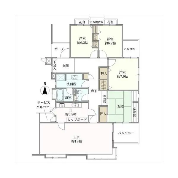 フローラ御影山手Ａ棟 間取図