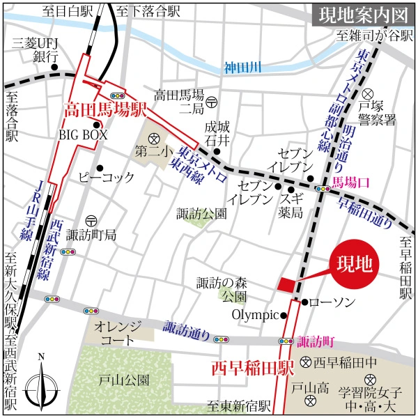 早稲田永谷マンション 現地案内図