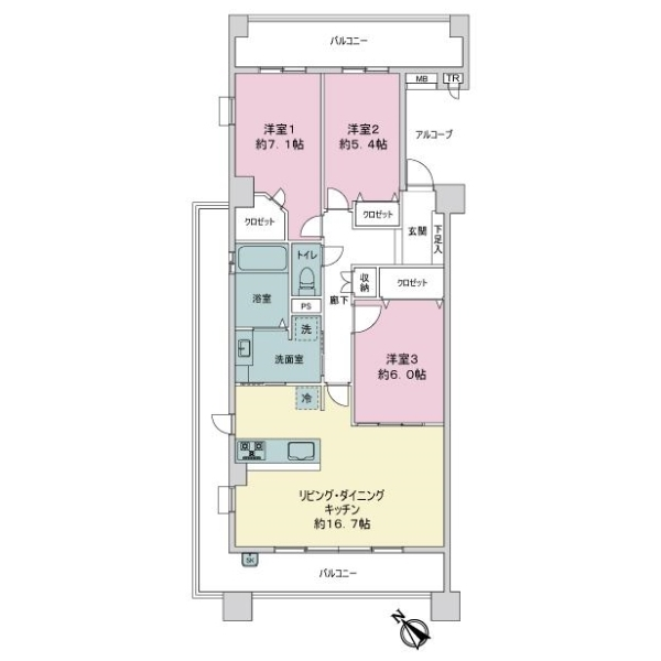 藤和八事緑ヶ岡ホームズ 間取図