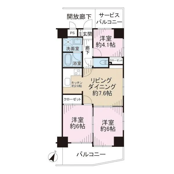 リブゼ横浜南参番館 間取図