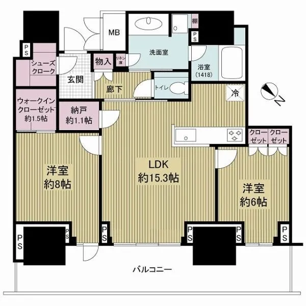 グランドメゾン上町台レジデンスタワー 25階からの眺望良好な２LDK