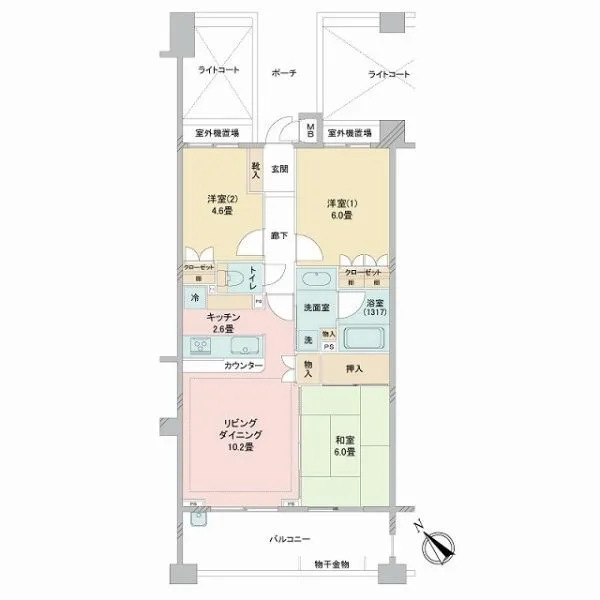 グローリオ府中多摩川 3階建3階部分、陽当り・通風・眺望良好