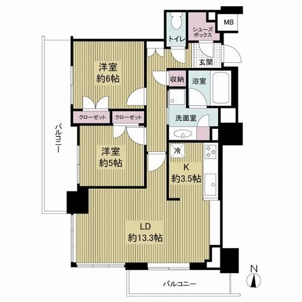 アデニウムタワー梅田 ゆったりとした2LDKです