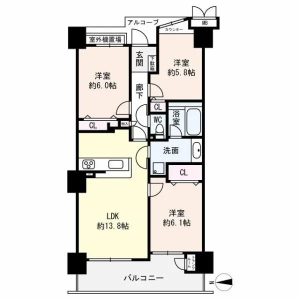 モンセーヌ住吉川公園１番館 間取図
