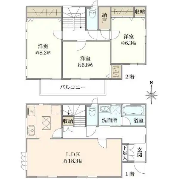 草加市谷塚町 間取図