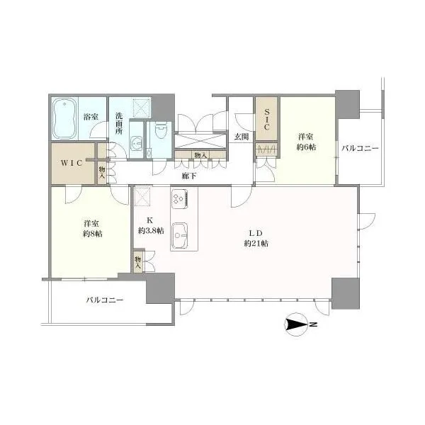 ローレルタワー名古屋栄 間取り:2LDK