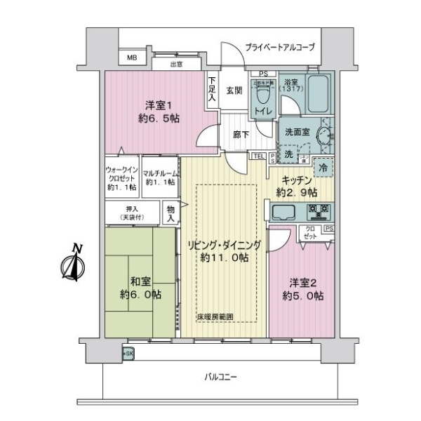 デュオコート武蔵浦和 間取図