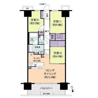 72.28m2・12階・3LDKのお部屋です！