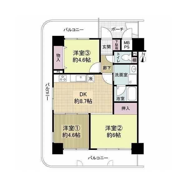 ビーバードルチェ阿波座 間取図