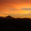 ライオンズガーデン府中アクロスフォート ルーフバルコニーからの眺望（夕暮れ時）