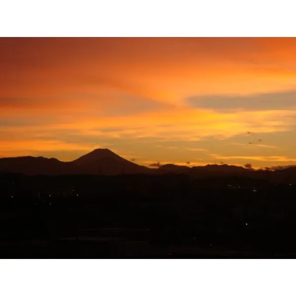 ライオンズガーデン府中アクロスフォート ルーフバルコニーからの眺望(夕暮れ時)
