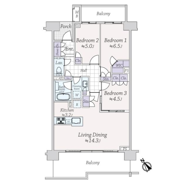 桜上水ガーデンズＥ棟 間取図