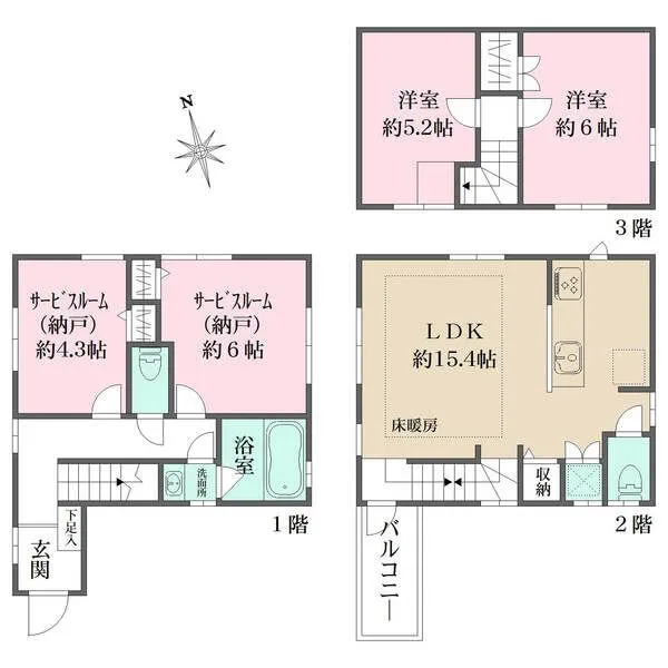 北区赤羽３丁目 家族団らんと個人の時間を両立できる機能的な2LDK+2Sプラン