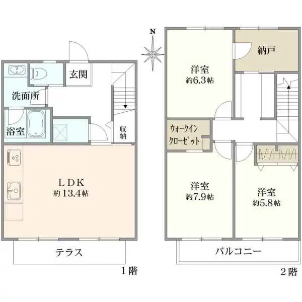 コープ野村清水町Ｂ号棟 間取図