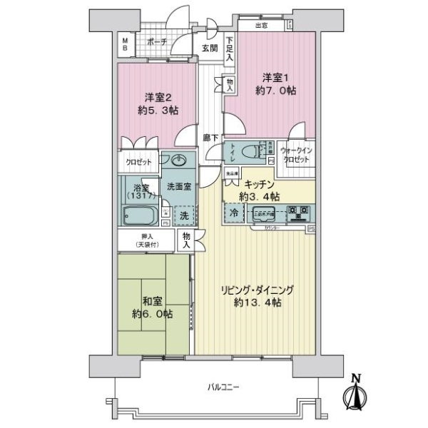 フェアロージュ津田沼ポルタ館 間取図