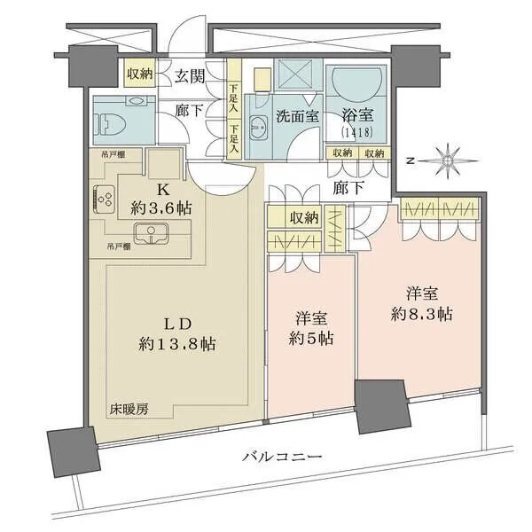 M.M.TOWERS FORESIS R棟 LD・洋室2部屋がバルコニーに面しており、明るくお過ごしいただけます。