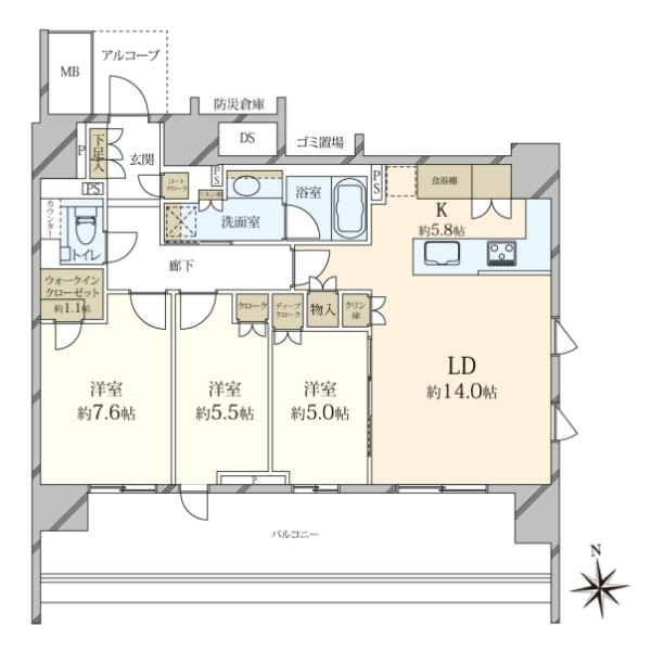 ＨＡＲＵＭＩ　ＦＬＡＧ　ＰＡＲＫ　ＶＩＬＬＡＧＥ　晴海フラッグＤ 間取図