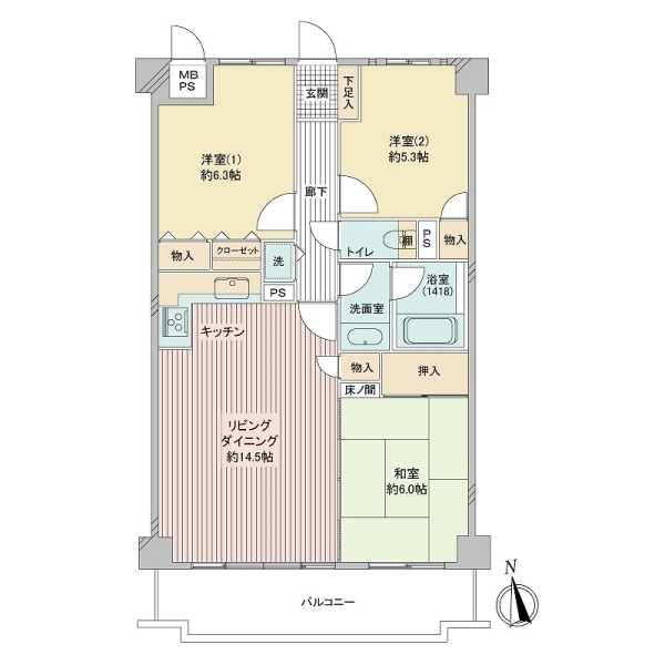ライオンズマンション茅ヶ崎富士見町 間取図