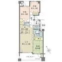 オーベル横浜南パークビュー 各居室5帖以上確保されたゆとりある3LDKの間取り。バルコニーにはトランクルームもあり収納豊富。