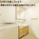 ザ・グランフォーリア目黒オープンスクエア 三面鏡付きの独立洗面台。水栓はシャワータイプなのでお掃除もラクラク。（ ※一部ＣＧ加工写真）