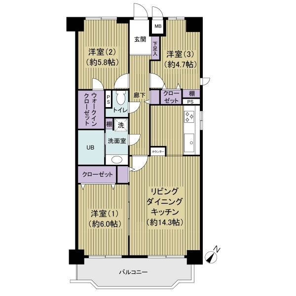 藤和天王台ハイタウン３号棟 間取図