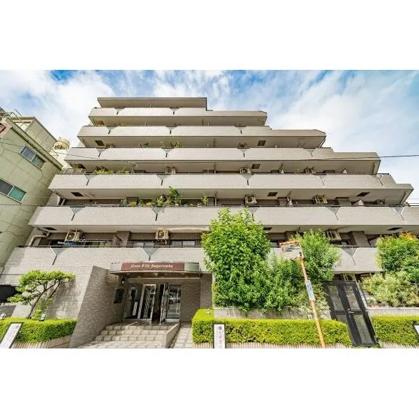 ライオンズシティ神楽坂 建物外観。外壁タイル張りの1997年6月竣工建物。