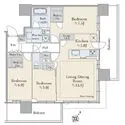 シティタワーズ東京ベイ　セントラルタワー ７９．８８平米／３ＬＤＫ＋Ｎ＋２ＷＩＣ／南東・北東向き角住戸