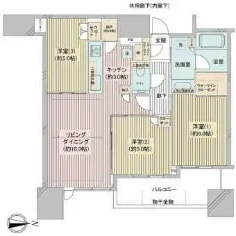 40階、東向き、専有面積64.92m2