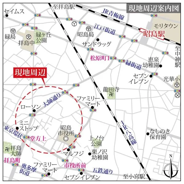 昭島市田中町1丁目 現地周辺図