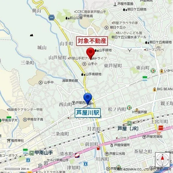 芦屋市山手町 現地案内図
