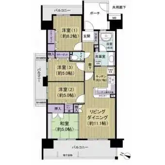 78.36m2　4LDK　角住戸