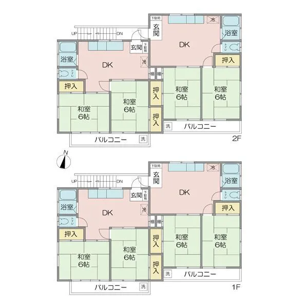 小平市大沼町2丁目 既存建物間取り 現況空室 床面積:1階・2階 85.86m2