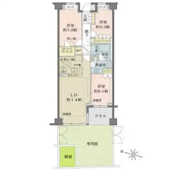 ■カウンターシステムキッチンのため、リビング・ダイニング、専用庭を見ることができます。■専用庭付。