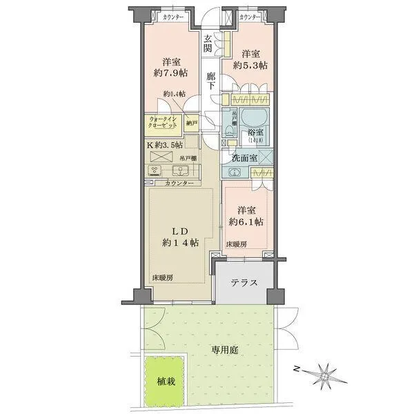 パークハウス千石丸山町 ■カウンターシステムキッチンのため、リビング・ダイニング、専用庭を見ることができます。■専用庭付。
