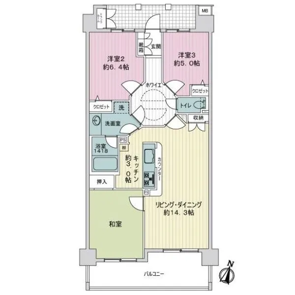 ゼクスパーク与野ブランシェール 間取図