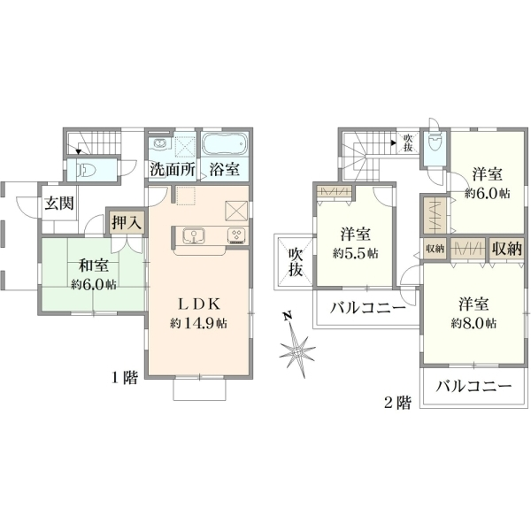 鎌ケ谷市東道野辺２丁目 間取図