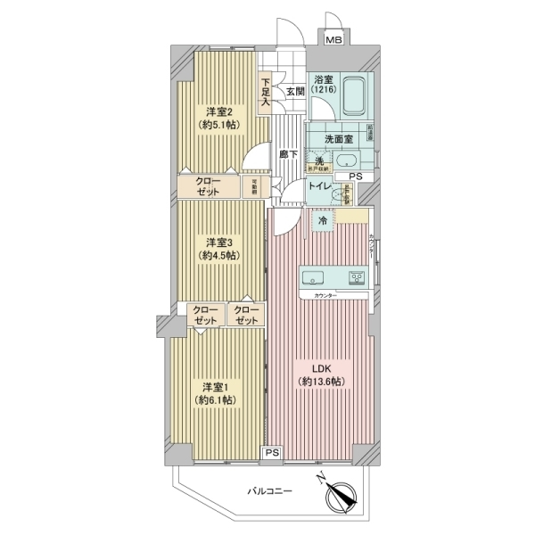 保谷マンションＢ 間取図