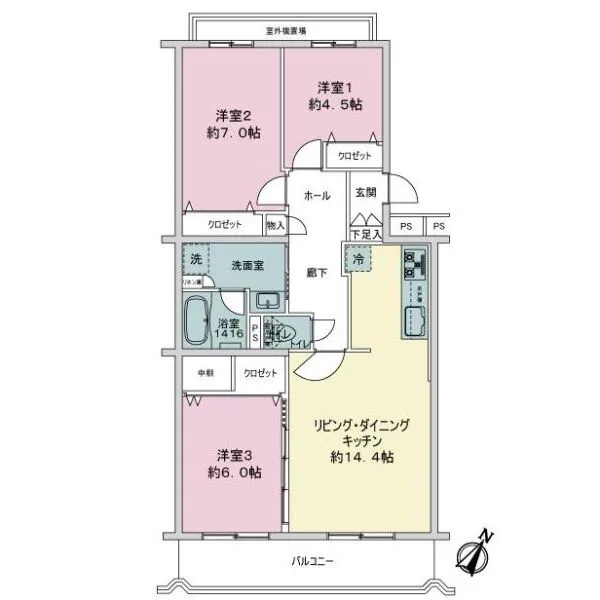 リリファ川崎久地スカイヒル 間取図