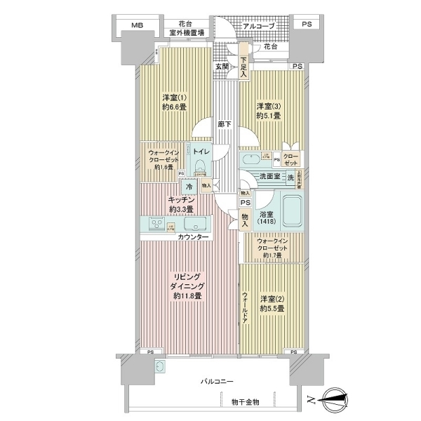 グランドメゾン狛江Ｇ棟 間取図