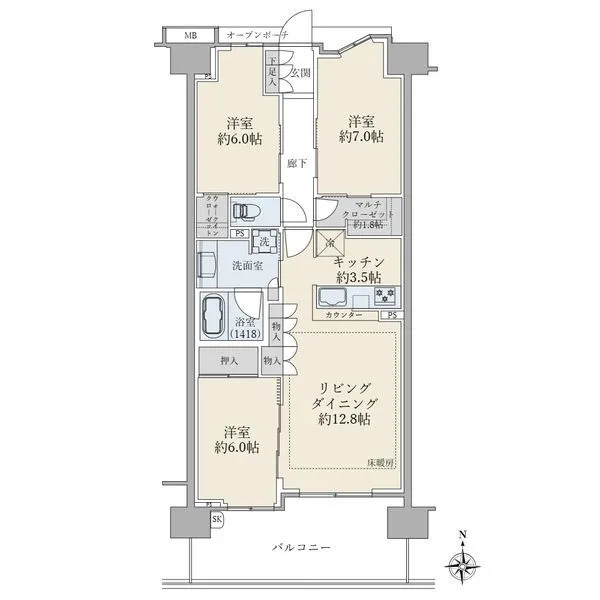 ブリリアシティ横浜磯子Ｇ棟 間取り図