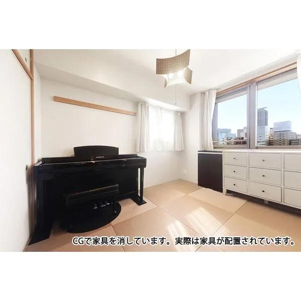 クレッセント東京ヴュータワー 和室約6.2帖　南西角部屋のため、とても明るいお部屋です。