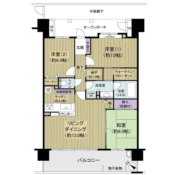 東京アクアガーデン 柱が目立たないアウトフレーム工法