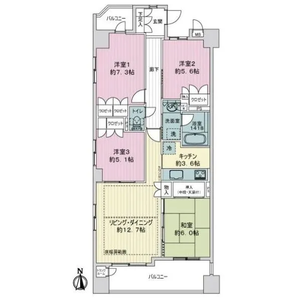 プラウド平安通 間取図